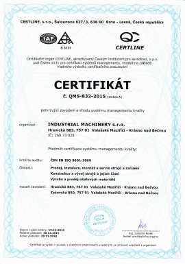 ISO certifikát 9001-2009